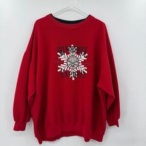 Vintage express fleece red ski sweatshirt crewneck cottagecore size large